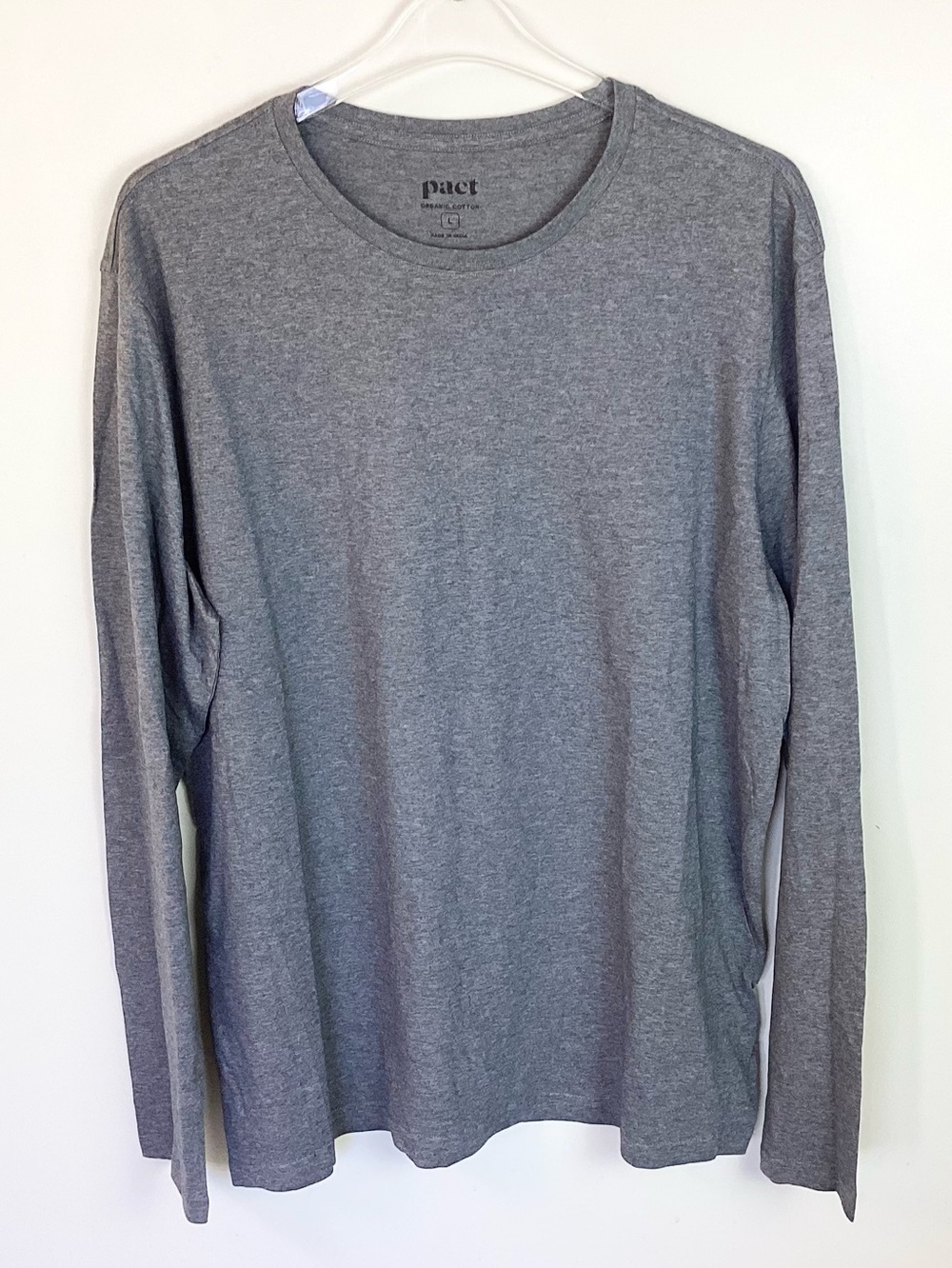 NWOT Pact Long Sleeve Organic Cotton Tee - Gray - L